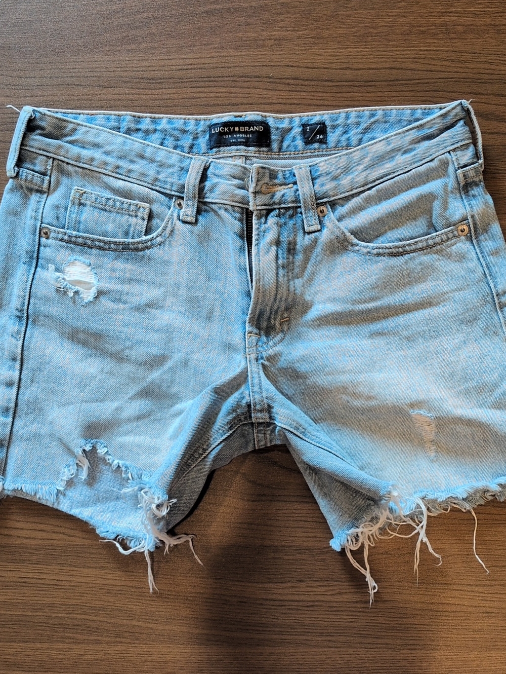 Lucky Brand Light Blue Distressed Denim Cutoff Shorts. Fits A 2 To 4. Up To 28 W
